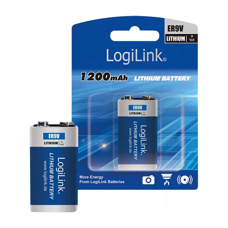 LOGILINK ER9VLIB 9V Lithium Battery (1-Pack, Blister) – 1200 mAh, Non-Rechargeable, PP3
