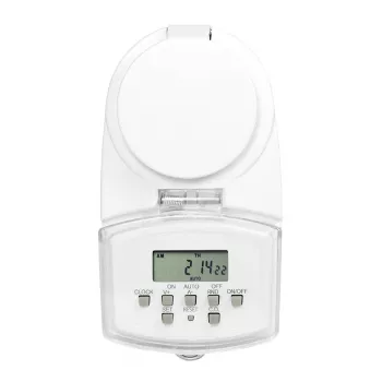 LOGILINK ET0008 Outdoor Digital Time Switch - IP44, 10 ON/OFF Programs, 16A/3680W, Schuko (Type F), Black/Grey