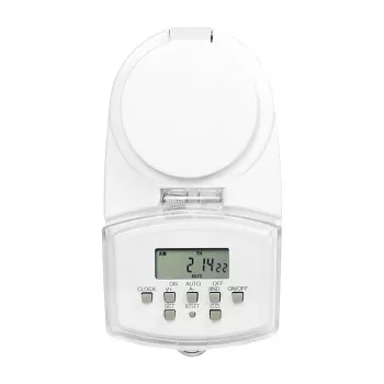 LOGILINK ET0008 Outdoor Digital Time Switch - IP44, 10 ON/OFF Programs, 16A/3680W, Schuko (Type F), Black/Grey