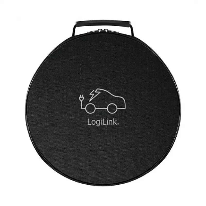 LogiLink EVC0128 Type 2 Spiral EV Charging Cable, 11kW, 3-Phase, 20A, 5m, Black with Storage Bag
