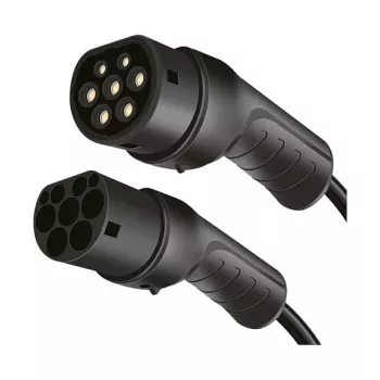 LogiLink EVC0128 Type 2 Spiral EV Charging Cable, 11kW, 3-Phase, 20A, 5m, Black with Storage Bag