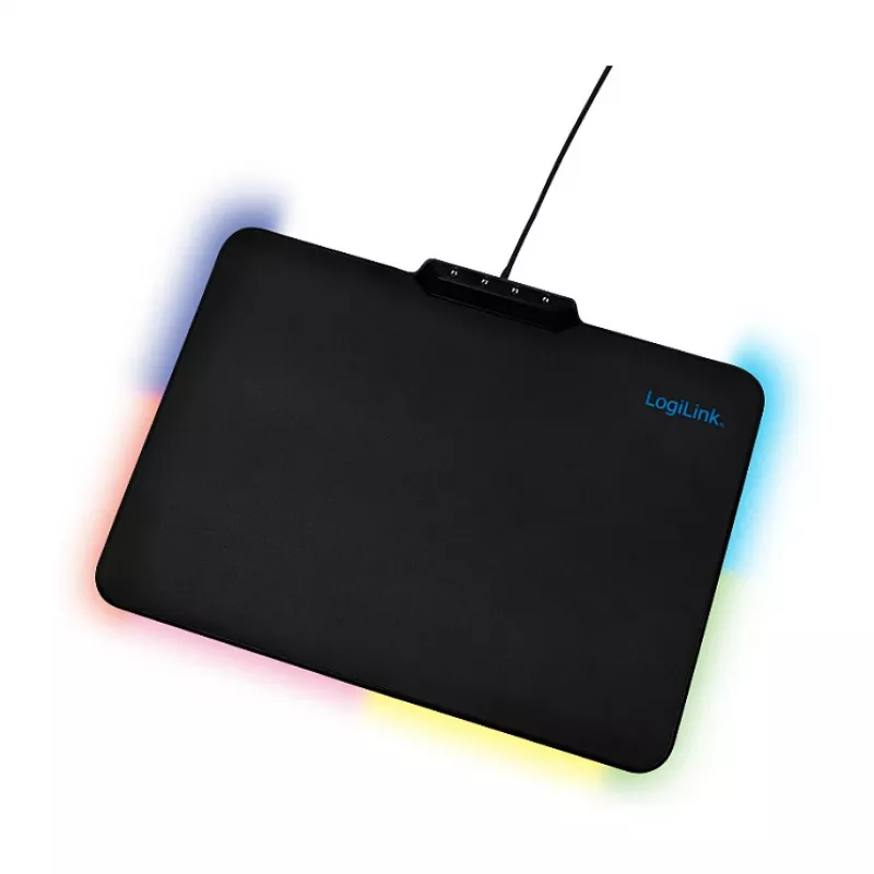 LogiLink ID0155 RGB Gaming Mouse Pad – Silicone Surface, Anti-Slip Rubber Base, USB-A Powered, 36x26cm, Black