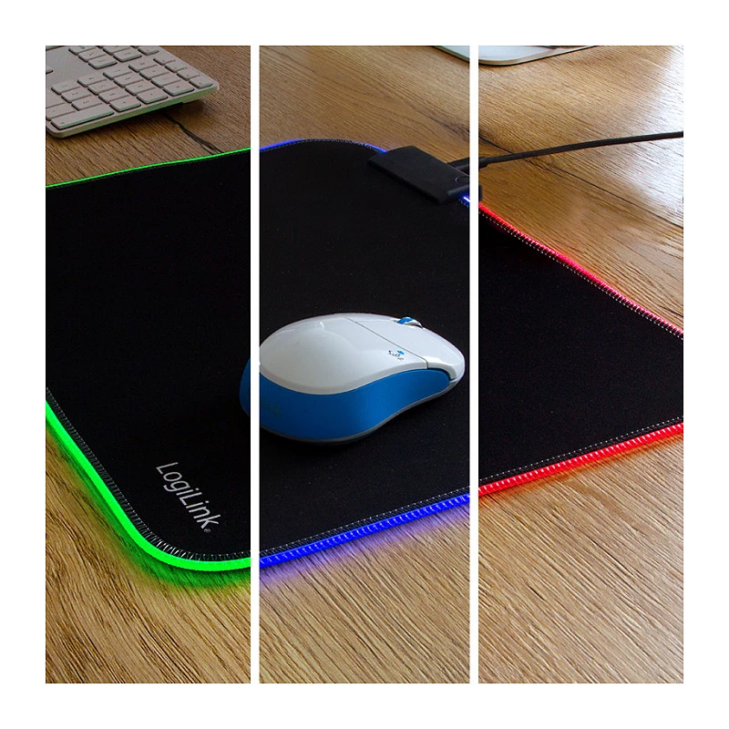 LOGILINK ID0183 Gaming Mouse Pad with RGB LED, 350x260mm, 3mm Soft, Black