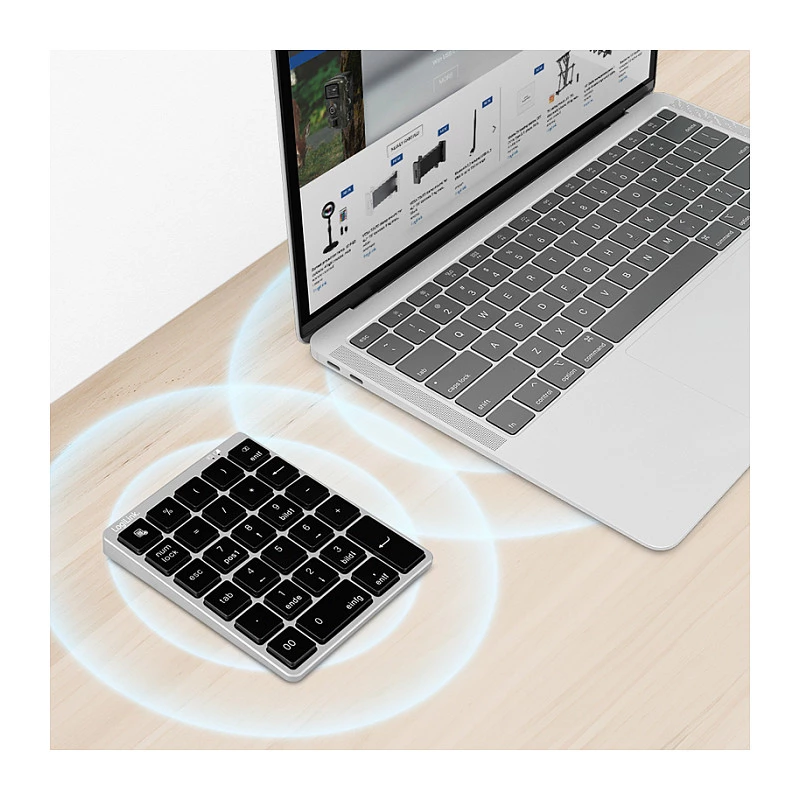 LogiLink ID0212 Wireless Numeric Keypad, 28 Keys, Bluetooth 5.0, Space Grey