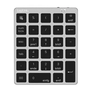 LogiLink ID0212 Wireless Numeric Keypad, 28 Keys, Bluetooth 5.0, Space Grey