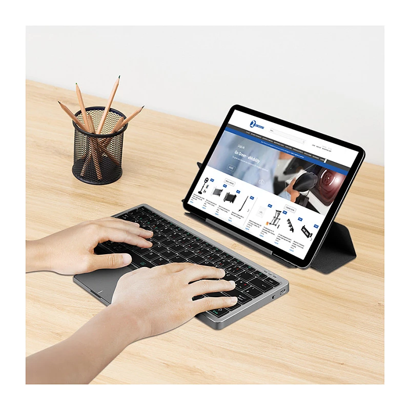 LogiLink ID0214 Wireless Keyboard with Touchpad, Bluetooth 5.1, 3-Channel, Grey