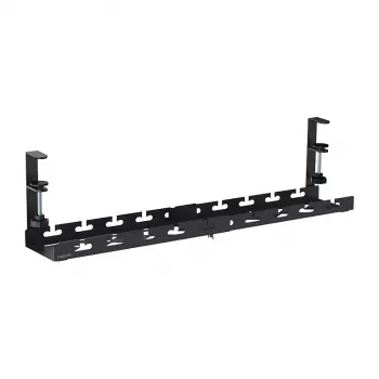 LOGILINK KAB0094 Under-Desk Cable Tray Organizer, Clamp-On, Extendable, Metal, Black