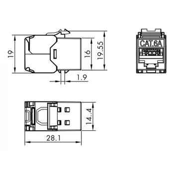 LogiLink Keystone Jack Cat.6A STP with Dust Cap, 14.4mm, 22-26 AWG, 24 Pieces