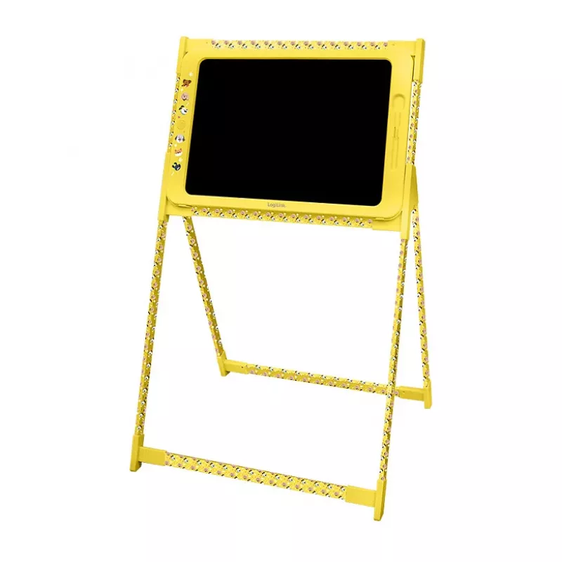 LogiLink LCD Writing Tablet 19 cm Yellow – Reusable Multi-Colour Drawing Board with Erase & Lock