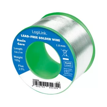 LOGILINK Lead-Free Soldering Wire 1mm 100g Sn99.3Cu0.7 No-Clean Flux