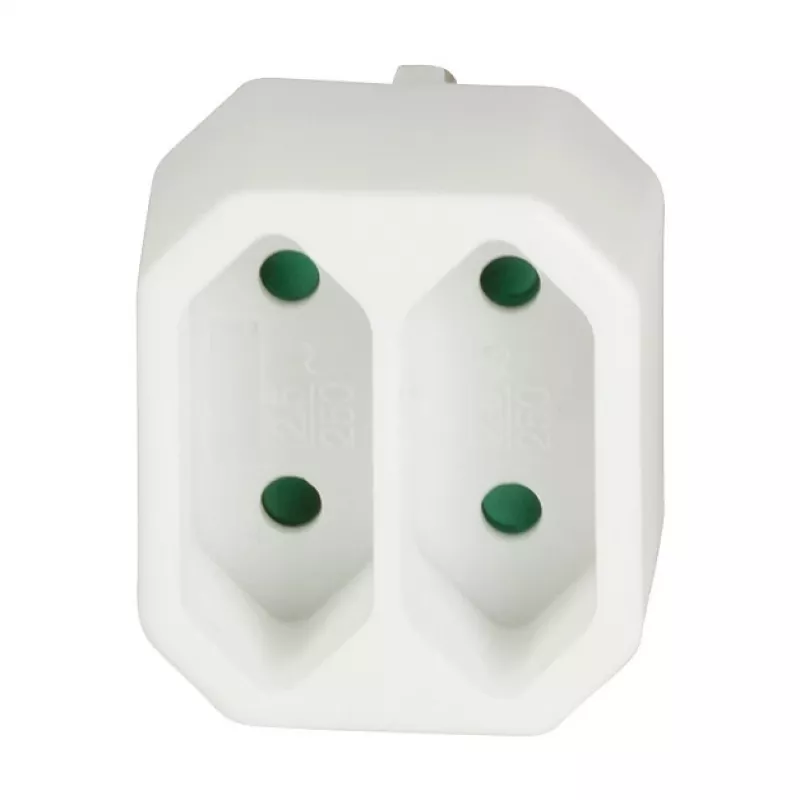 LogiLink LPS218 Euro Plug Adapter with 2 Sockets, White