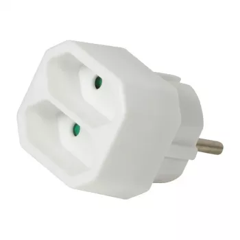 LogiLink LPS218 Euro Plug Adapter with 2 Sockets, White