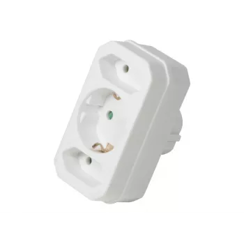 LogiLink LPS221 Schuko to 2x Euro + 1x Safety Socket Adapter, White, 16 A, 250 V, 3680 W, Child Protection