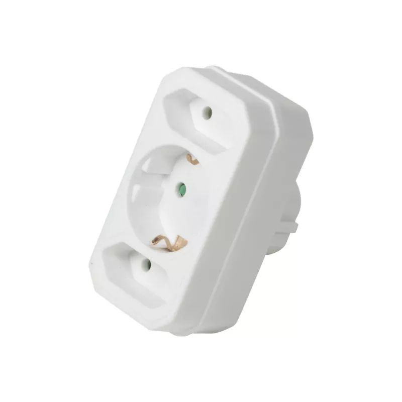LogiLink LPS221 Schuko to 2x Euro + 1x Safety Socket Adapter, White, 16 A, 250 V, 3680 W, Child Protection