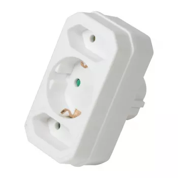 LogiLink LPS221 Schuko to 2x Euro + 1x Safety Socket Adapter, White, 16 A, 250 V, 3680 W, Child Protection