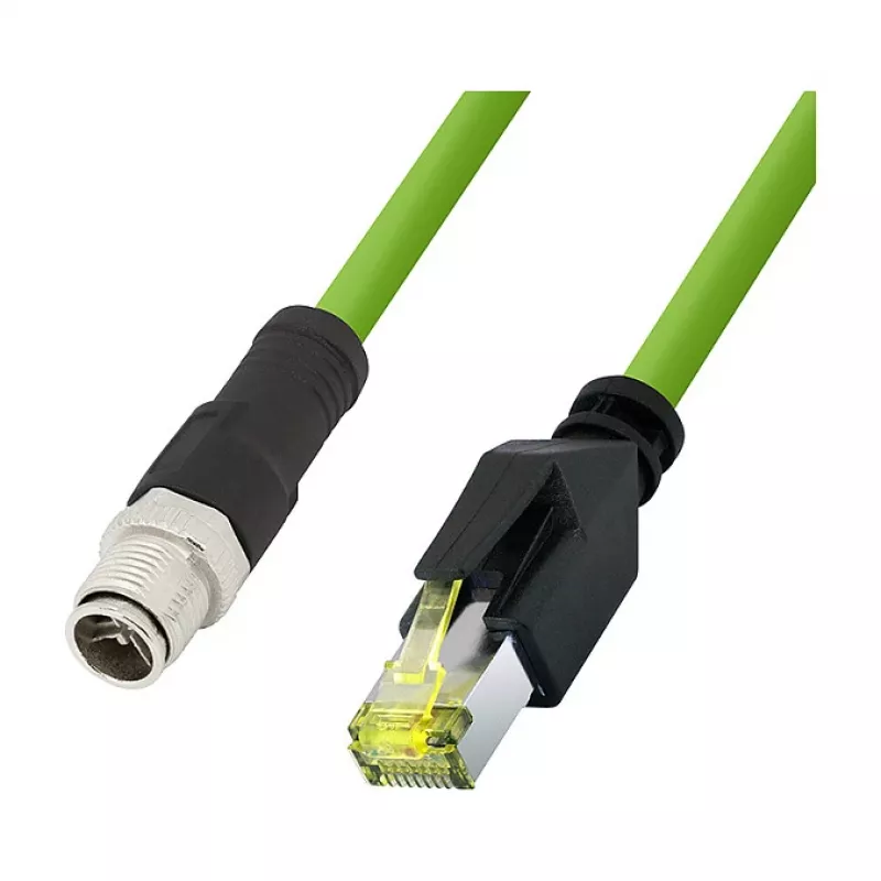 LOGILINK M12 Cat6A Industrial Ethernet Patch Cable - PUR, M12 X-Coded to RJ45, 5m, S/FTP, Green