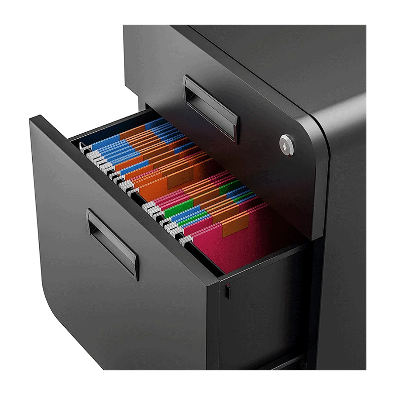 LOGILINK Mobile File Cabinet, 2-Drawer with Lock, Black
