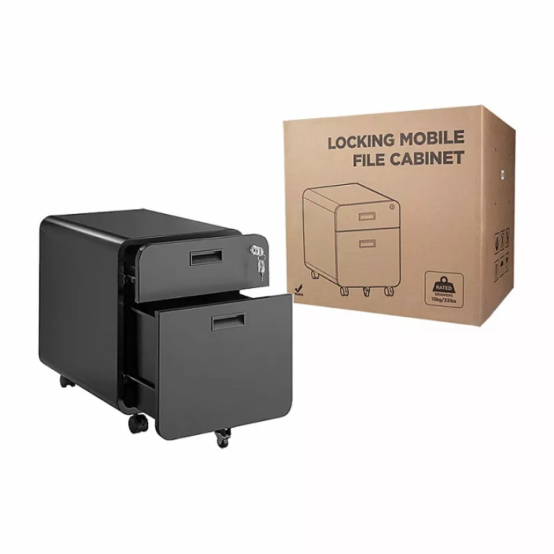 LOGILINK Mobile File Cabinet, 2-Drawer with Lock, Black