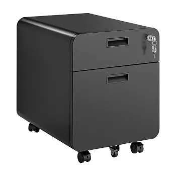 LOGILINK Mobile File Cabinet, 2-Drawer with Lock, Black
