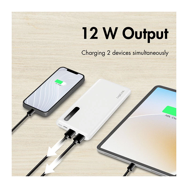 Logilink Mobile Power Bank, LiPo, 8000 mAh, White
