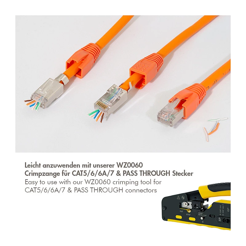 LogiLink Modular Plug RJ45 Cat.6A STP Pass Through, 10-Pack