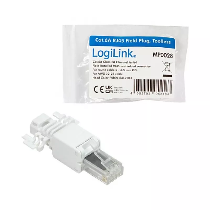 LogiLink Modular Plug RJ45 Cat.6A, UTP, Toolless, White