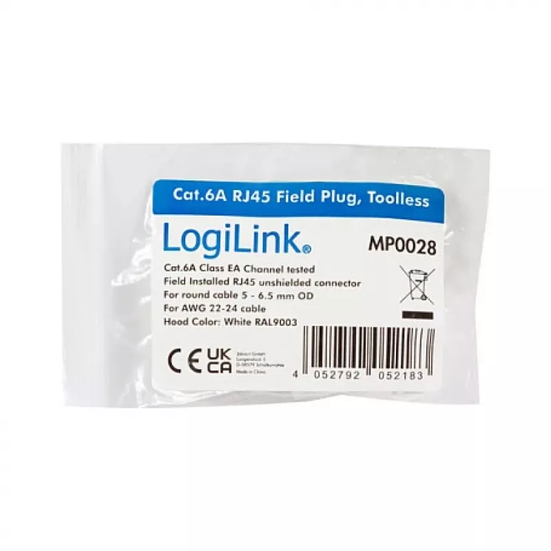 LogiLink Modular Plug RJ45 Cat.6A, UTP, Toolless, White