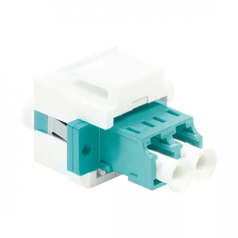 LogiLink NK0031 Keystone LC-Duplex Multimode OM3/OM4 Fibre Optic Coupler, Aqua