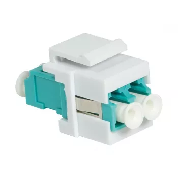 LogiLink NK0031 Keystone LC-Duplex Multimode OM3/OM4 Fibre Optic Coupler, Aqua