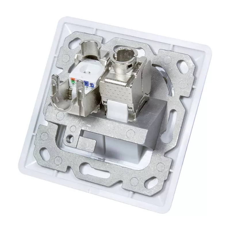 LogiLink NK4020 Keystone Wall Plate, Flush Mount, 2 Modules, Signal White