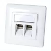 LogiLink NK4020 Keystone Wall Plate, Flush Mount, 2 Modules, Signal White