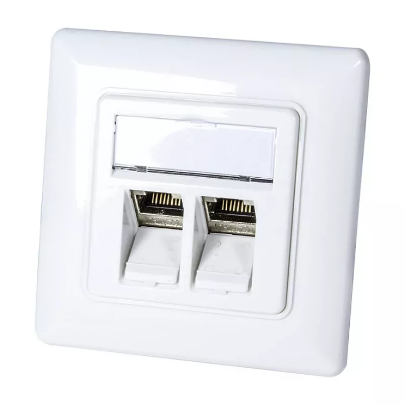 LogiLink NK4020 Keystone Wall Plate, Flush Mount, 2 Modules, Signal White