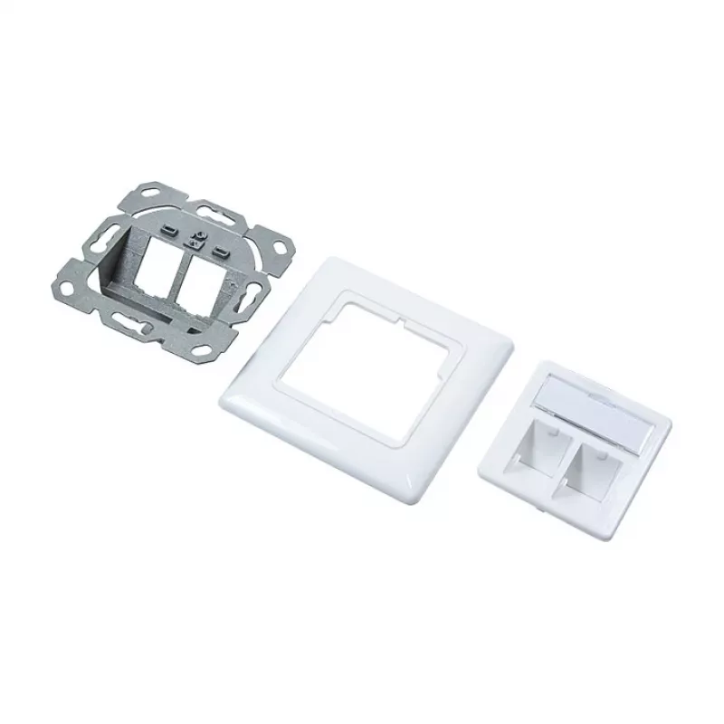 LogiLink NK4020 Keystone Wall Plate, Flush Mount, 2 Modules, Signal White