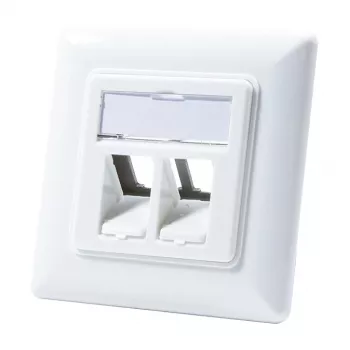 LogiLink NK4020 Keystone Wall Plate, Flush Mount, 2 Modules, Signal White