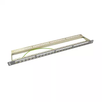 LogiLink NK4039 Keystone Patch Panel, 24 Ports, 0.5U, Shielded, Grey - 19 inch Rack Mount