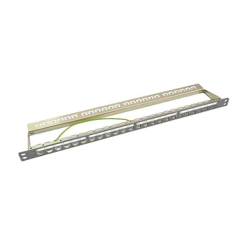 LogiLink NK4039 Keystone Patch Panel, 24 Ports, 0.5U, Shielded, Grey - 19 inch Rack Mount