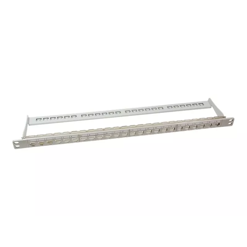 LogiLink NK4039 Keystone Patch Panel, 24 Ports, 0.5U, Shielded, Grey - 19 inch Rack Mount