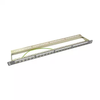 LogiLink NK4039 Keystone Patch Panel, 24 Ports, 0.5U, Shielded, Grey - 19 inch Rack Mount