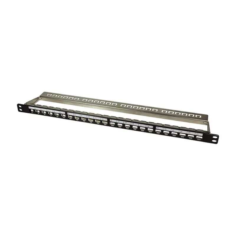 LogiLink NK4040 24-Port Shielded Keystone Patch Panel, 0.5U, Black