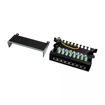 LogiLink NP0017B Patch Panel – 8 Port Cat6 STP, Wall/Under-Table Mountable, Black