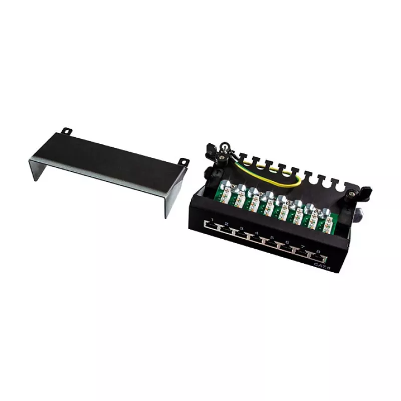 LogiLink NP0017B Patch Panel – 8 Port Cat6 STP, Wall/Under-Table Mountable, Black