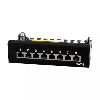 LogiLink NP0017B Patch Panel – 8 Port Cat6 STP, Wall/Under-Table Mountable, Black