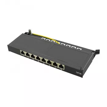 LogiLink NP0064B Desktop Patch Panel, 8 Port Cat6A STP, 0.5 HE, Black