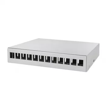 LOGILINK NP0094 Consolidation Point Box 12-Port, Desk/Wall/DIN Rail Mount, Light Grey