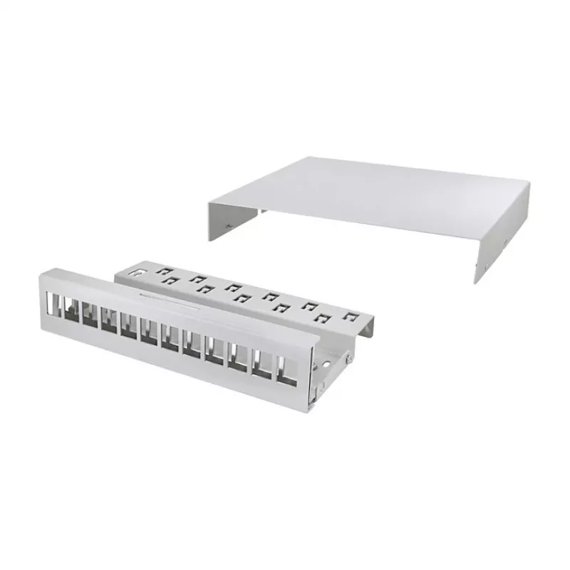 LOGILINK NP0094 Consolidation Point Box 12-Port, Desk/Wall/DIN Rail Mount, Light Grey