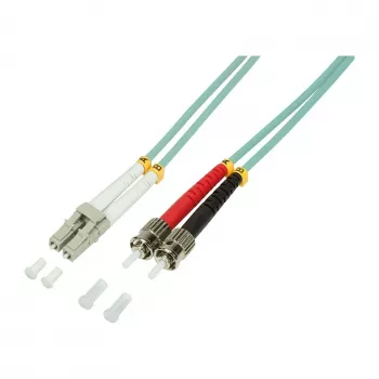 LogiLink OM3 LC to ST Duplex Multimode Fiber Patch Cable, 1m, LSZH Aqua