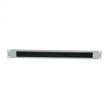 LogiLink ORCEB1G 1U 19-Inch Rack Cable Management Brush Panel, Light Grey RAL 7035, Steel, Front Mount