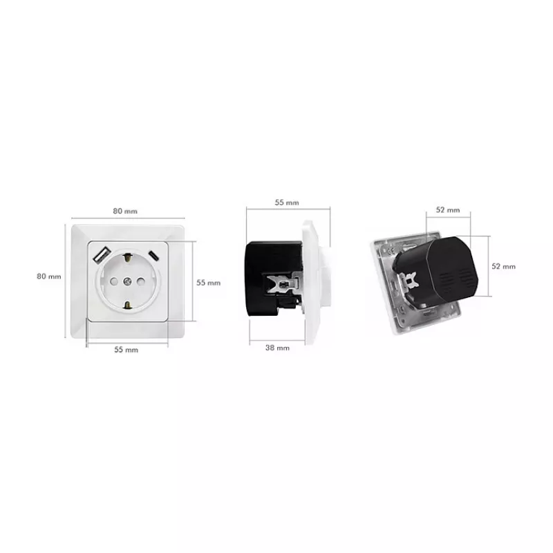 LOGILINK PA0253 Wall Socket with 1 Schuko Outlet, 1 USB-A and 1 USB-C Charging Port, 3.1A, White