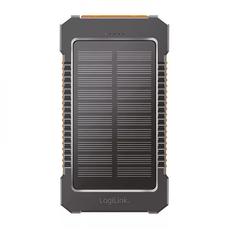LogiLink PA0321 Solar Power Bank 6000 mAh with USB-C, IP65, Black