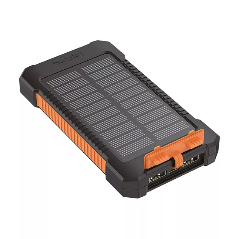 LogiLink PA0321 Solar Power Bank 6000 mAh with USB-C, IP65, Black